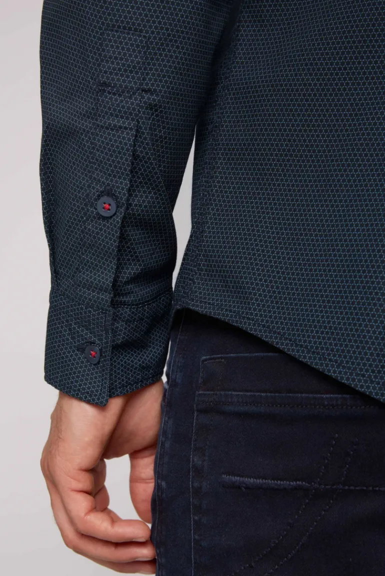 Sale CAMP DAVID & SOCCX Langarmhemd mit filigranen All Over Print blue navy bluenavy