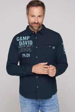 New CAMP DAVID & SOCCX Langarmhemd mit Logo-Stickereien blue navy bluenavy