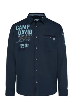 New CAMP DAVID & SOCCX Langarmhemd mit Logo-Stickereien blue navy bluenavy