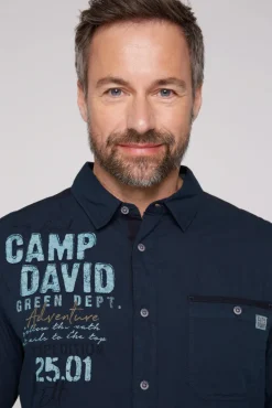 New CAMP DAVID & SOCCX Langarmhemd mit Logo-Stickereien blue navy bluenavy