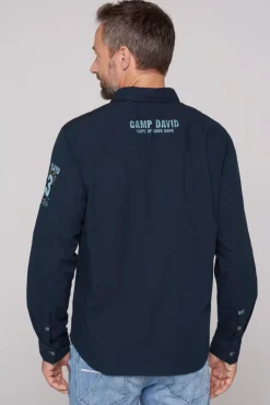 New CAMP DAVID & SOCCX Langarmhemd mit Logo-Stickereien blue navy bluenavy