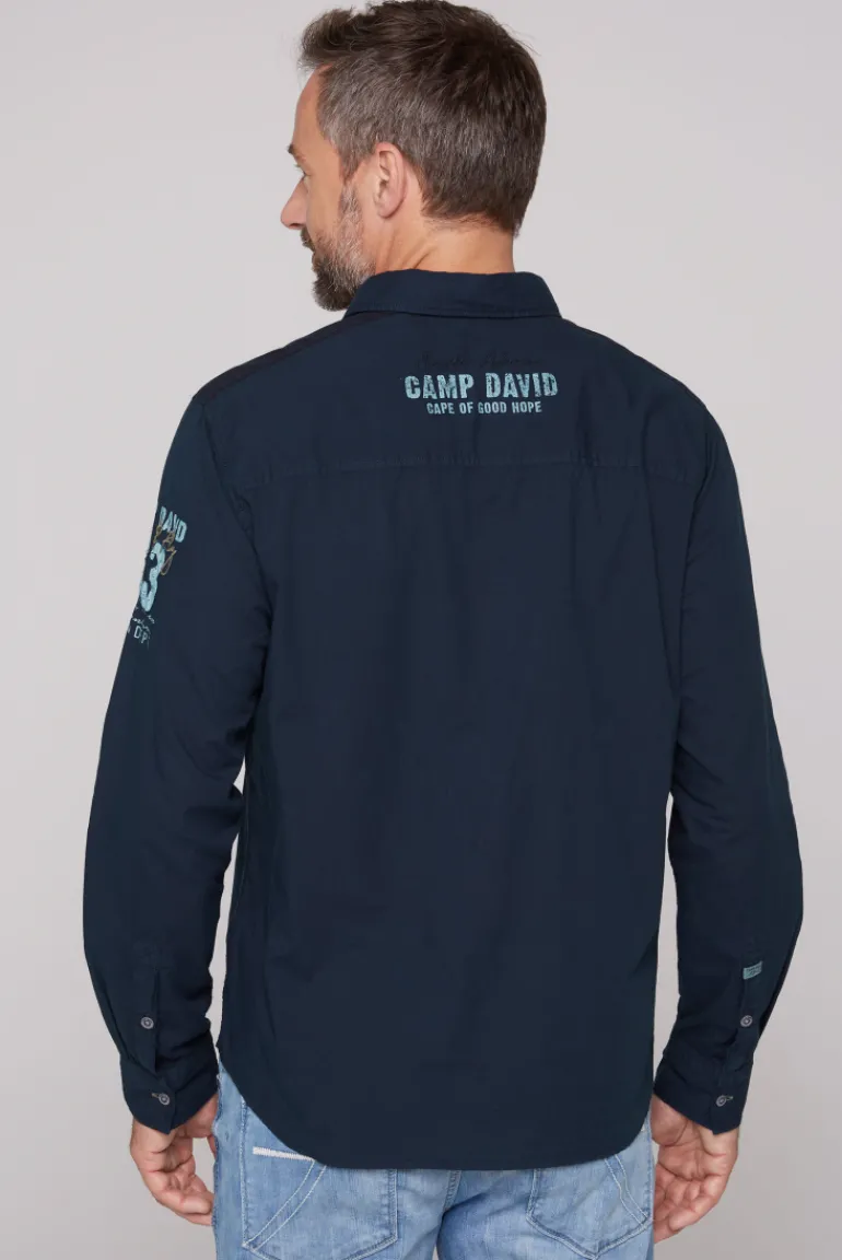 New CAMP DAVID & SOCCX Langarmhemd mit Logo-Stickereien blue navy bluenavy