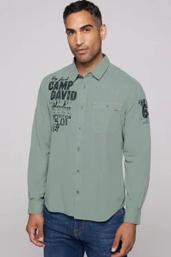 Shop CAMP DAVID & SOCCX Langarmhemd mit Logo-Stickereien teal