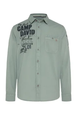 Shop CAMP DAVID & SOCCX Langarmhemd mit Logo-Stickereien teal