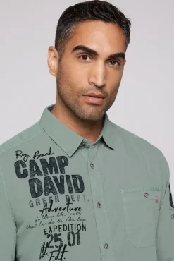 Shop CAMP DAVID & SOCCX Langarmhemd mit Logo-Stickereien teal