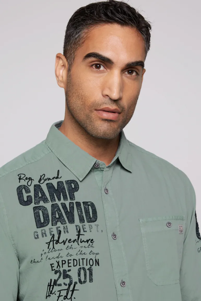 Shop CAMP DAVID & SOCCX Langarmhemd mit Logo-Stickereien teal