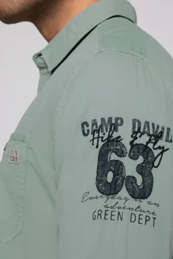 Shop CAMP DAVID & SOCCX Langarmhemd mit Logo-Stickereien teal