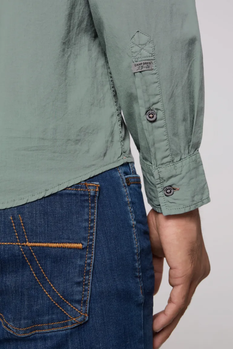 Shop CAMP DAVID & SOCCX Langarmhemd mit Logo-Stickereien teal