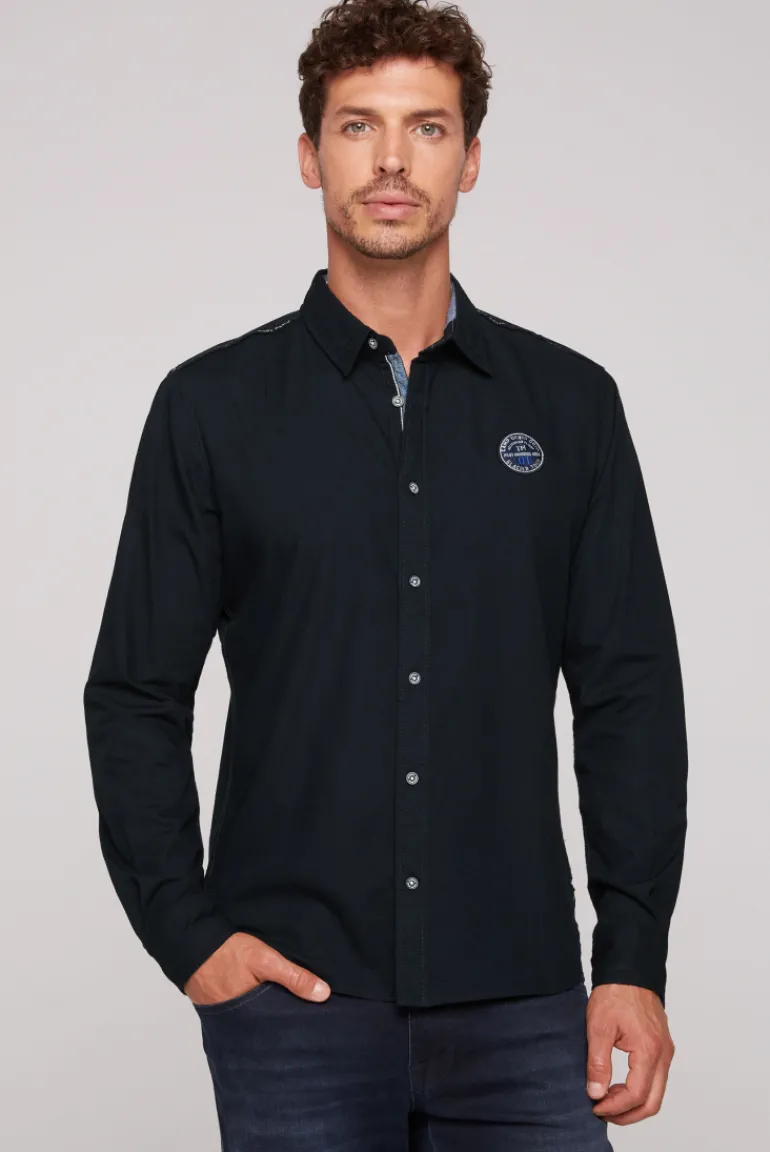 Best CAMP DAVID & SOCCX Langarmhemd mit Strukturstreifen blue navy bluenavy