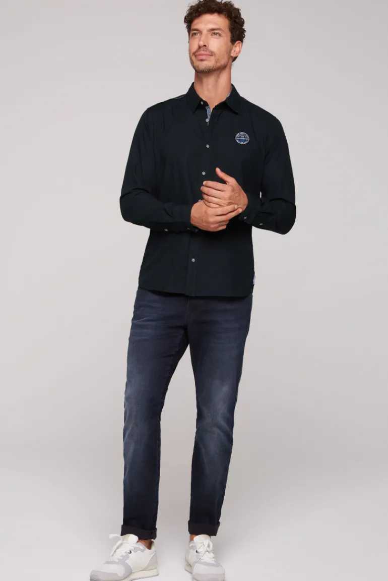 Best CAMP DAVID & SOCCX Langarmhemd mit Strukturstreifen blue navy bluenavy