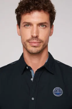 Best CAMP DAVID & SOCCX Langarmhemd mit Strukturstreifen blue navy bluenavy