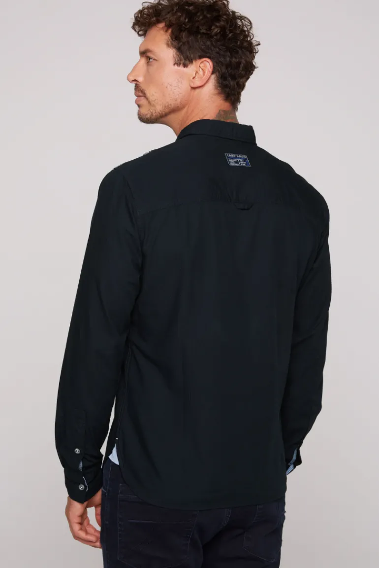Best CAMP DAVID & SOCCX Langarmhemd mit Strukturstreifen blue navy bluenavy