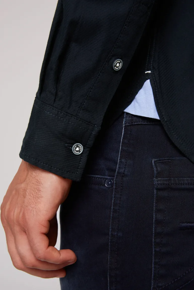 Best CAMP DAVID & SOCCX Langarmhemd mit Strukturstreifen blue navy bluenavy