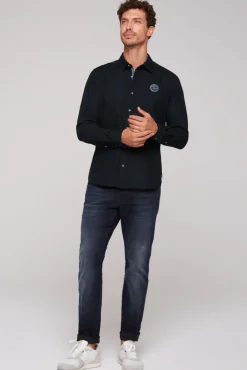 Sale CAMP DAVID & SOCCX Langarmhemd mit Strukturstreifen blue navy bluenavy