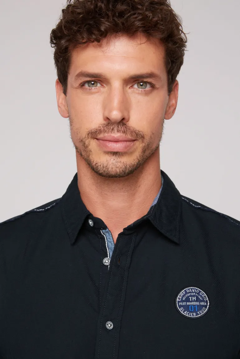 Sale CAMP DAVID & SOCCX Langarmhemd mit Strukturstreifen blue navy bluenavy
