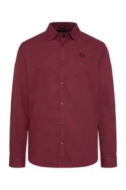Cheap CAMP DAVID & SOCCX Langarmhemd mit Webstruktur burgundy