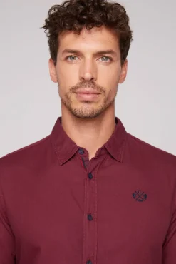 Cheap CAMP DAVID & SOCCX Langarmhemd mit Webstruktur burgundy