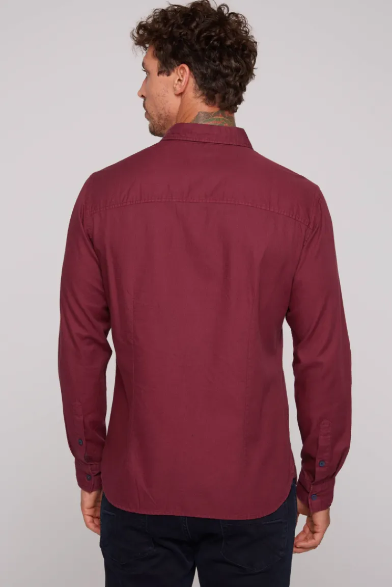 Cheap CAMP DAVID & SOCCX Langarmhemd mit Webstruktur burgundy
