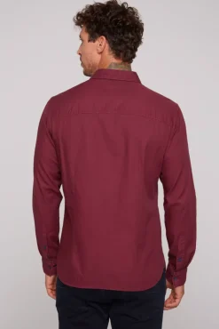 Cheap CAMP DAVID & SOCCX Langarmhemd mit Webstruktur burgundy