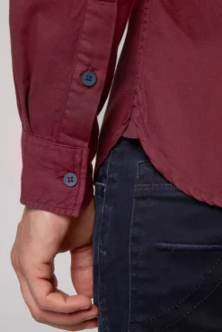 Cheap CAMP DAVID & SOCCX Langarmhemd mit Webstruktur burgundy