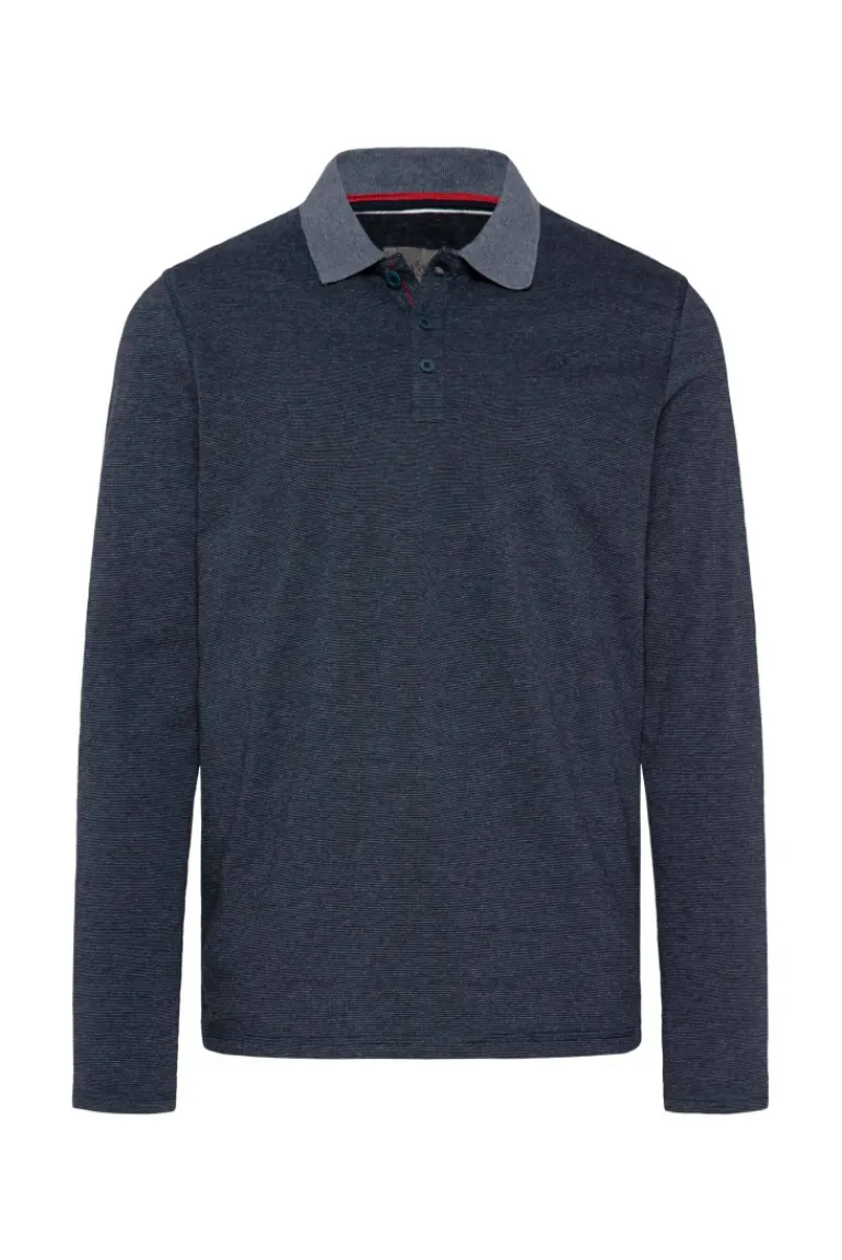 Online CAMP DAVID & SOCCX Langarmpolo mit feinem Streifen-Dessin blue navy bluenavy