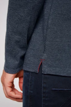 Online CAMP DAVID & SOCCX Langarmpolo mit feinem Streifen-Dessin blue navy bluenavy