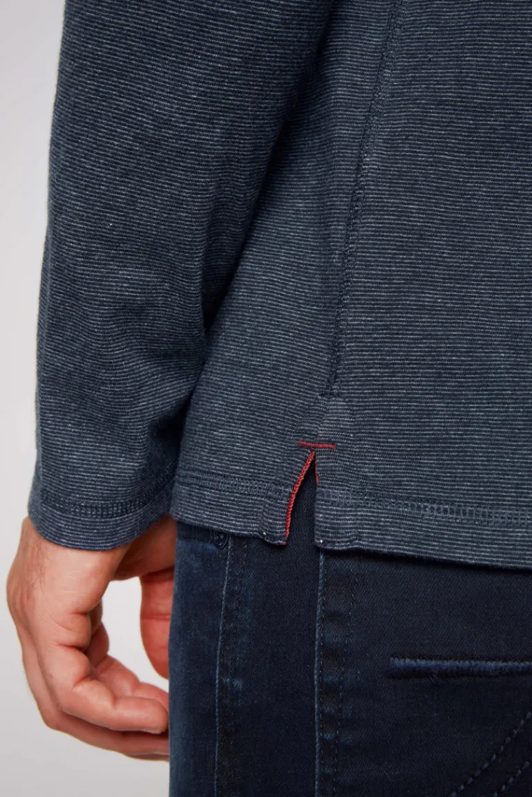 Online CAMP DAVID & SOCCX Langarmpolo mit feinem Streifen-Dessin blue navy bluenavy