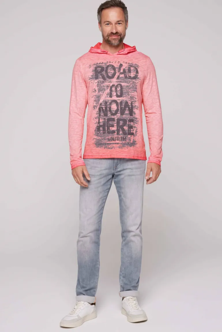 Cheap CAMP DAVID & SOCCX Langarmshirt mit Kapuze und Vintage Print sunrise