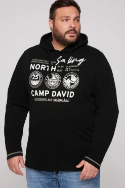Best Sale CAMP DAVID & SOCCX Langarmshirt mit Kapuze und Print black