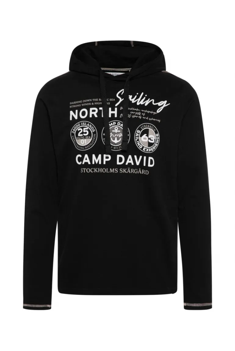 Best Sale CAMP DAVID & SOCCX Langarmshirt mit Kapuze und Print black