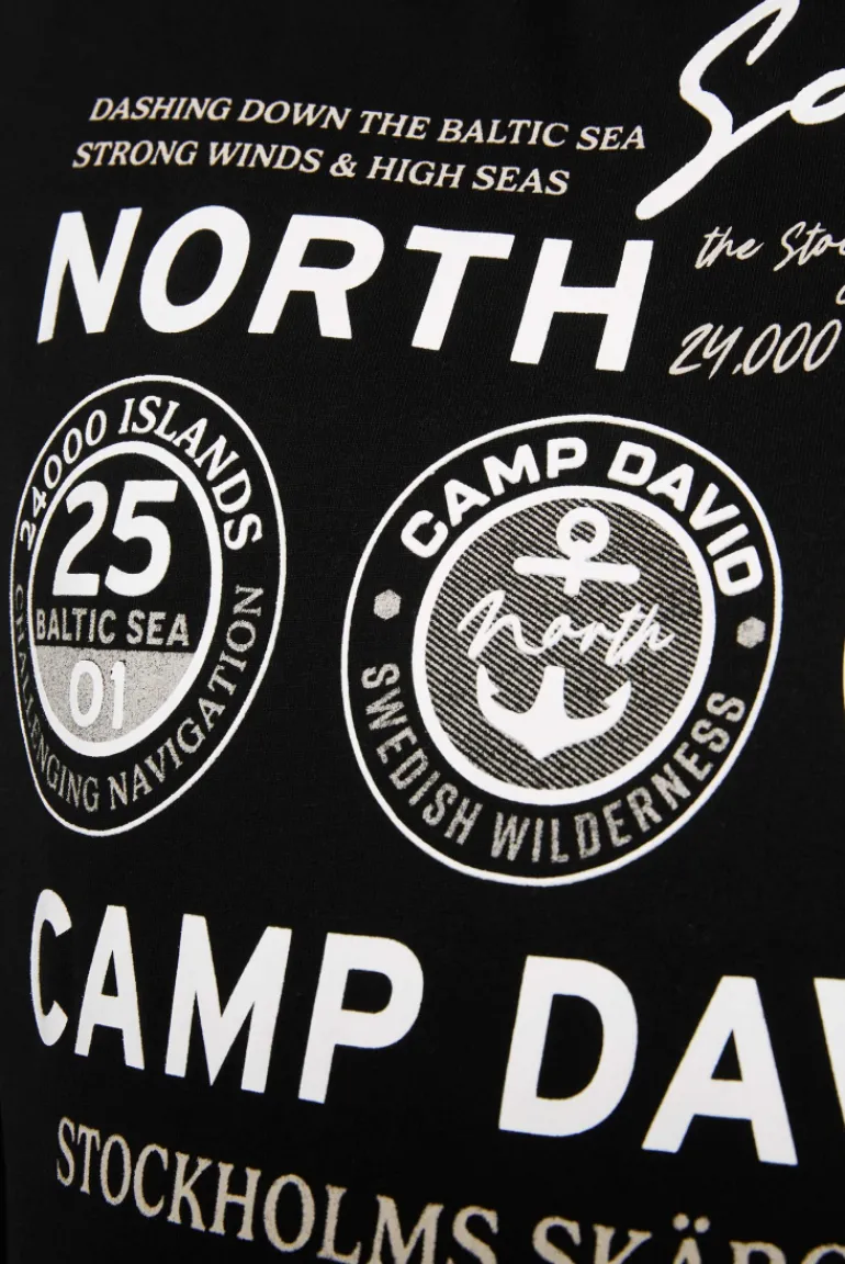 Best Sale CAMP DAVID & SOCCX Langarmshirt mit Kapuze und Print black