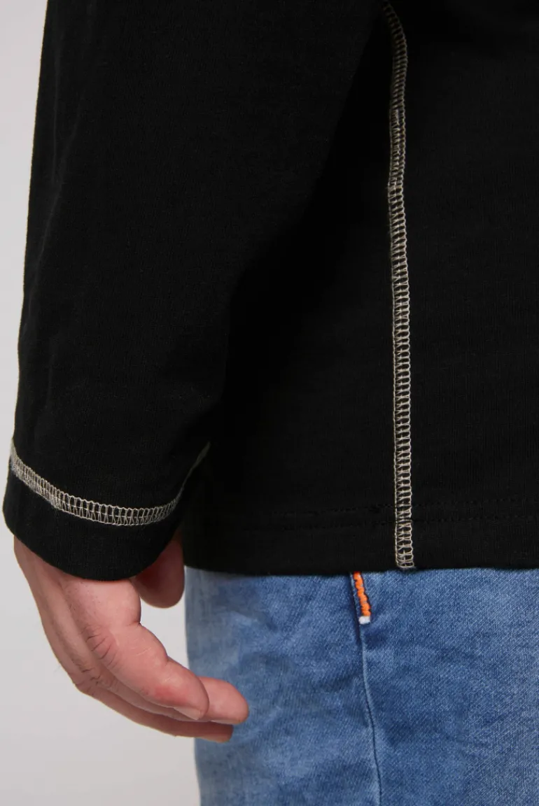 Best Sale CAMP DAVID & SOCCX Langarmshirt mit Kapuze und Print black