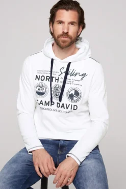 Sale CAMP DAVID & SOCCX Langarmshirt mit Kapuze und Print opticwhite