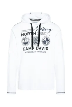 Sale CAMP DAVID & SOCCX Langarmshirt mit Kapuze und Print opticwhite