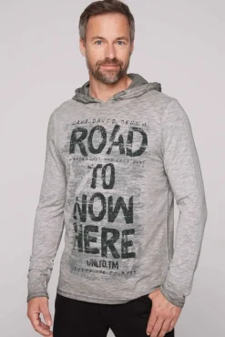 Best Sale CAMP DAVID & SOCCX Langarmshirt mit Kapuze und Vintage Print | 4XL shadow