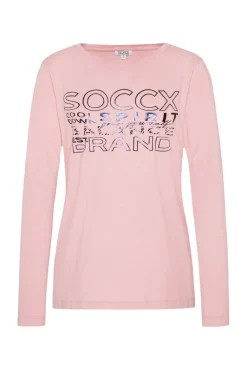 Discount CAMP DAVID & SOCCX Langarmshirt mit Logo Print milky rose | XL milkyrose
