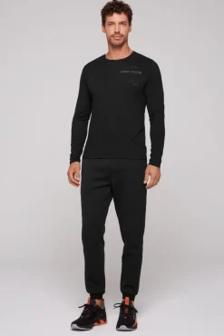 Shop CAMP DAVID & SOCCX Langarmshirt mit reflektierendem Rücken-Print black