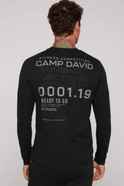 Shop CAMP DAVID & SOCCX Langarmshirt mit reflektierendem Rücken-Print black