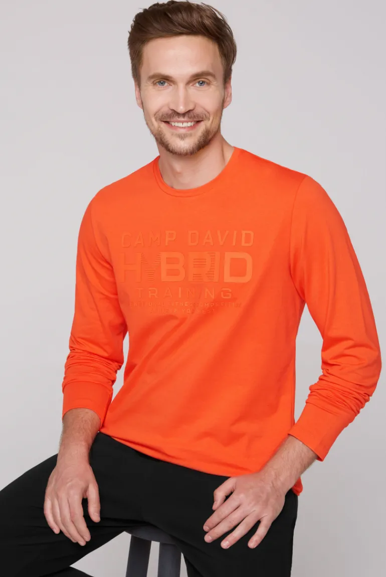 Store CAMP DAVID & SOCCX Langarmshirt mit Rubber Print signal orange signalorange