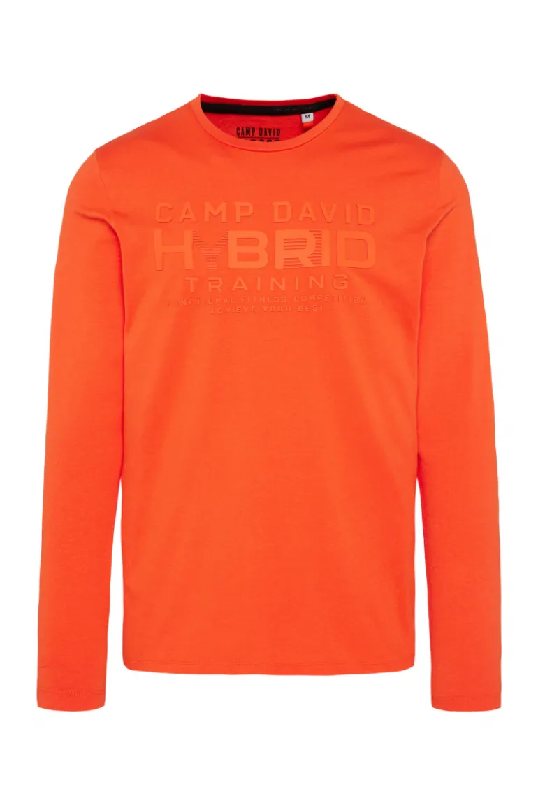 Store CAMP DAVID & SOCCX Langarmshirt mit Rubber Print signal orange signalorange