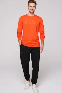 Store CAMP DAVID & SOCCX Langarmshirt mit Rubber Print signal orange signalorange