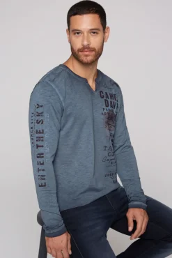 Best CAMP DAVID & SOCCX Langarmshirt mit Twill-Patches und Artworks blue navy bluenavy