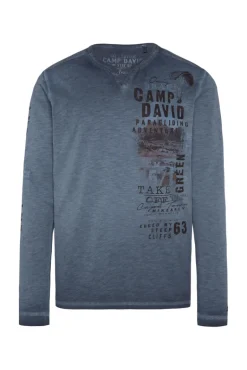 Best CAMP DAVID & SOCCX Langarmshirt mit Twill-Patches und Artworks blue navy bluenavy