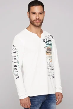Shop CAMP DAVID & SOCCX Langarmshirt mit Twill-Patches und Artworks ivory