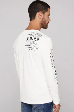 Shop CAMP DAVID & SOCCX Langarmshirt mit Twill-Patches und Artworks ivory