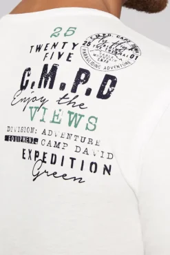 Shop CAMP DAVID & SOCCX Langarmshirt mit Twill-Patches und Artworks ivory