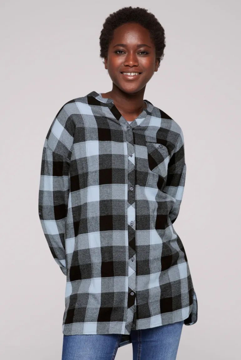 Best CAMP DAVID & SOCCX Lange Karobluse aus Flanell cozy blue cozyblue