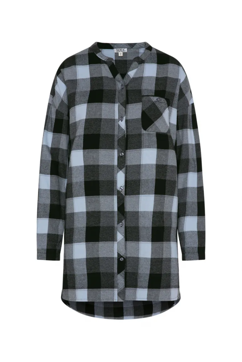 Best CAMP DAVID & SOCCX Lange Karobluse aus Flanell cozy blue cozyblue