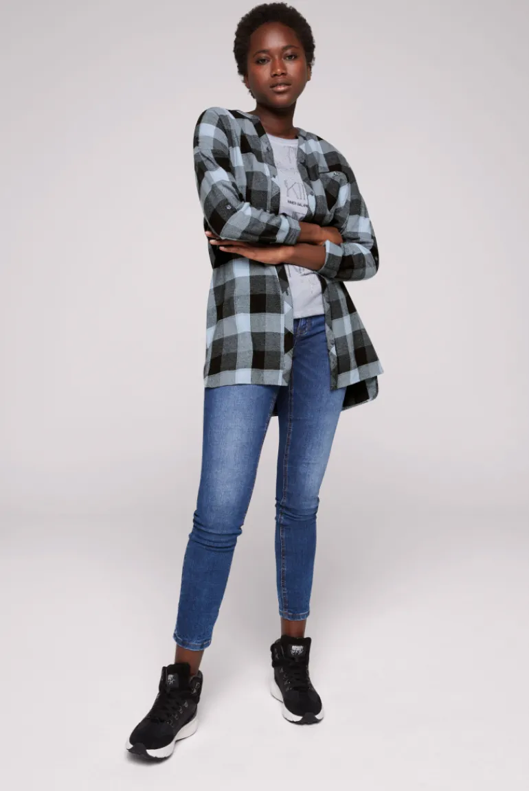 Best CAMP DAVID & SOCCX Lange Karobluse aus Flanell cozy blue cozyblue