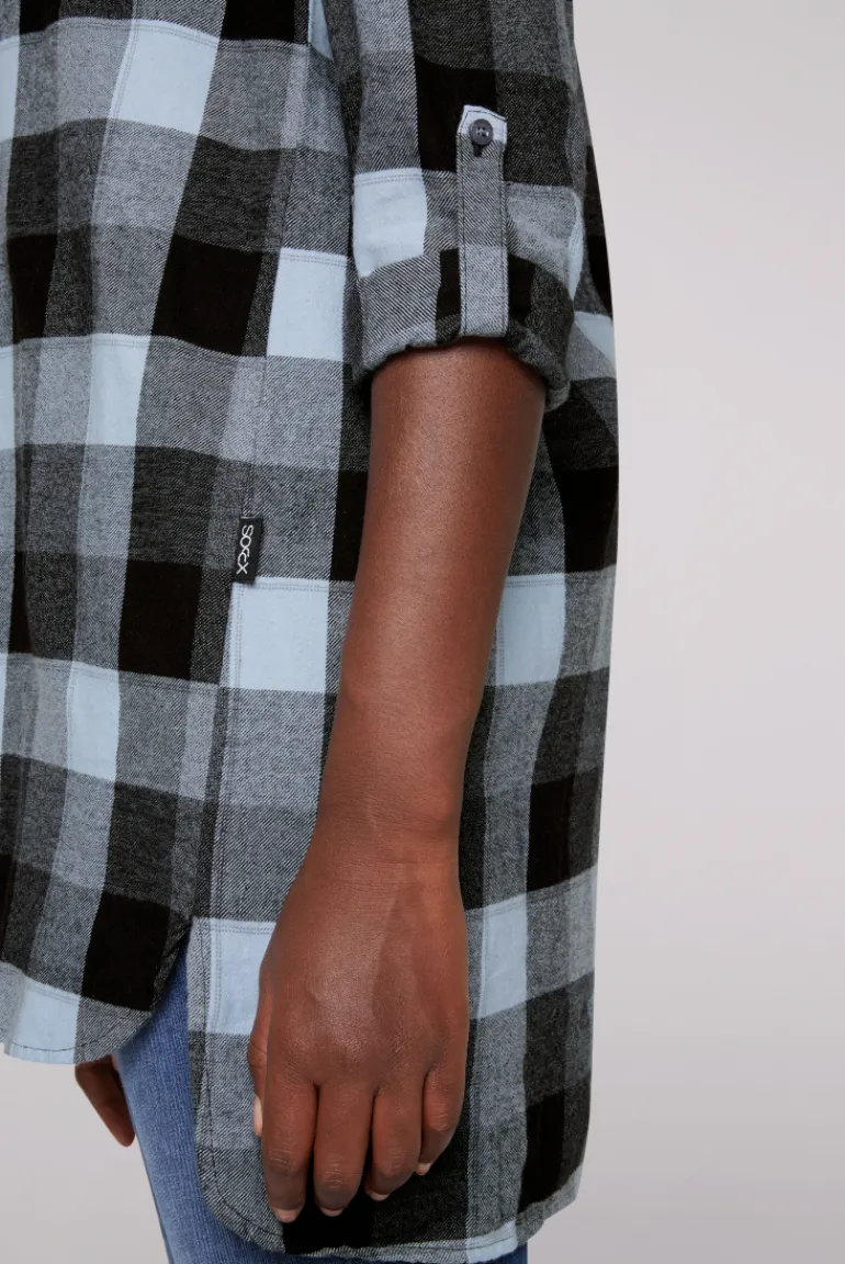 Best CAMP DAVID & SOCCX Lange Karobluse aus Flanell cozy blue cozyblue